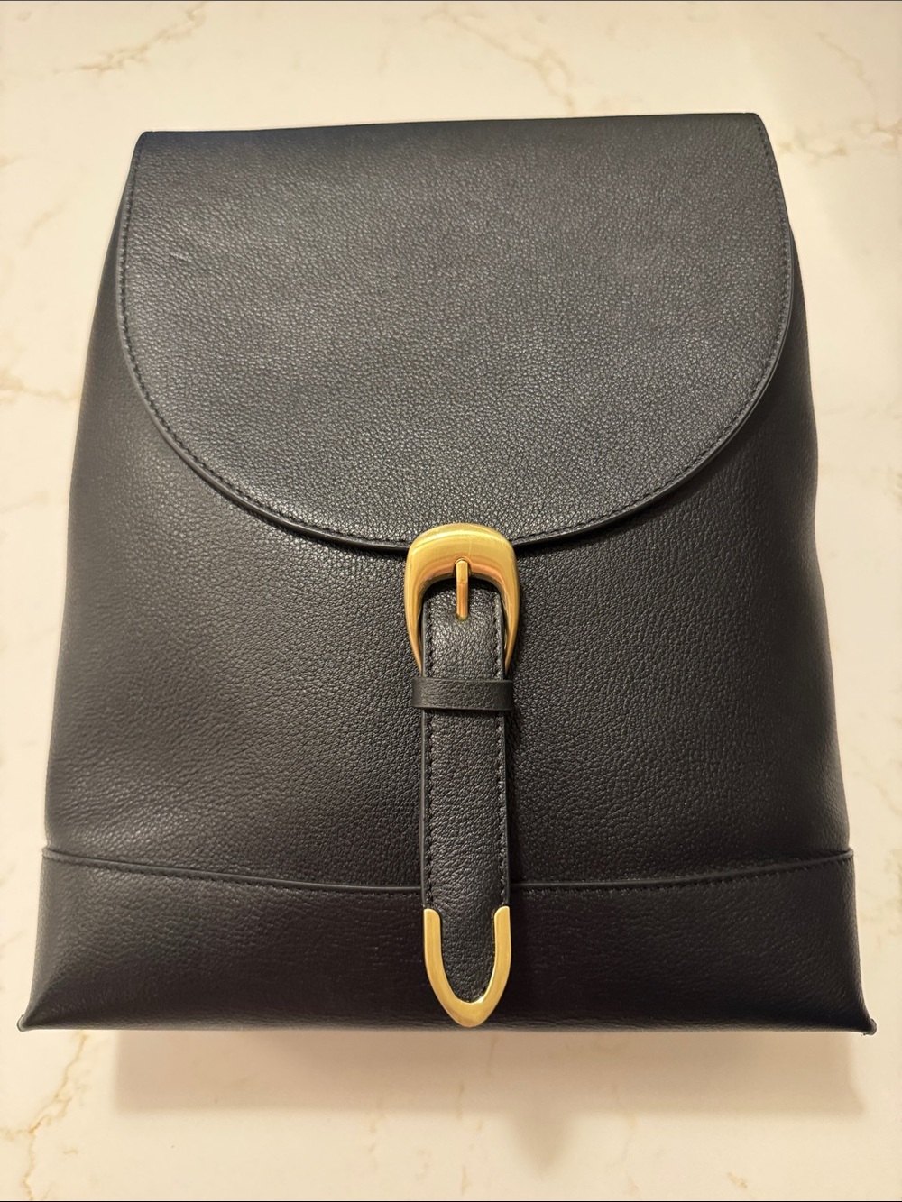 Sancia Thyra Black Leather Backpack with Gold Buckle NEVER USED